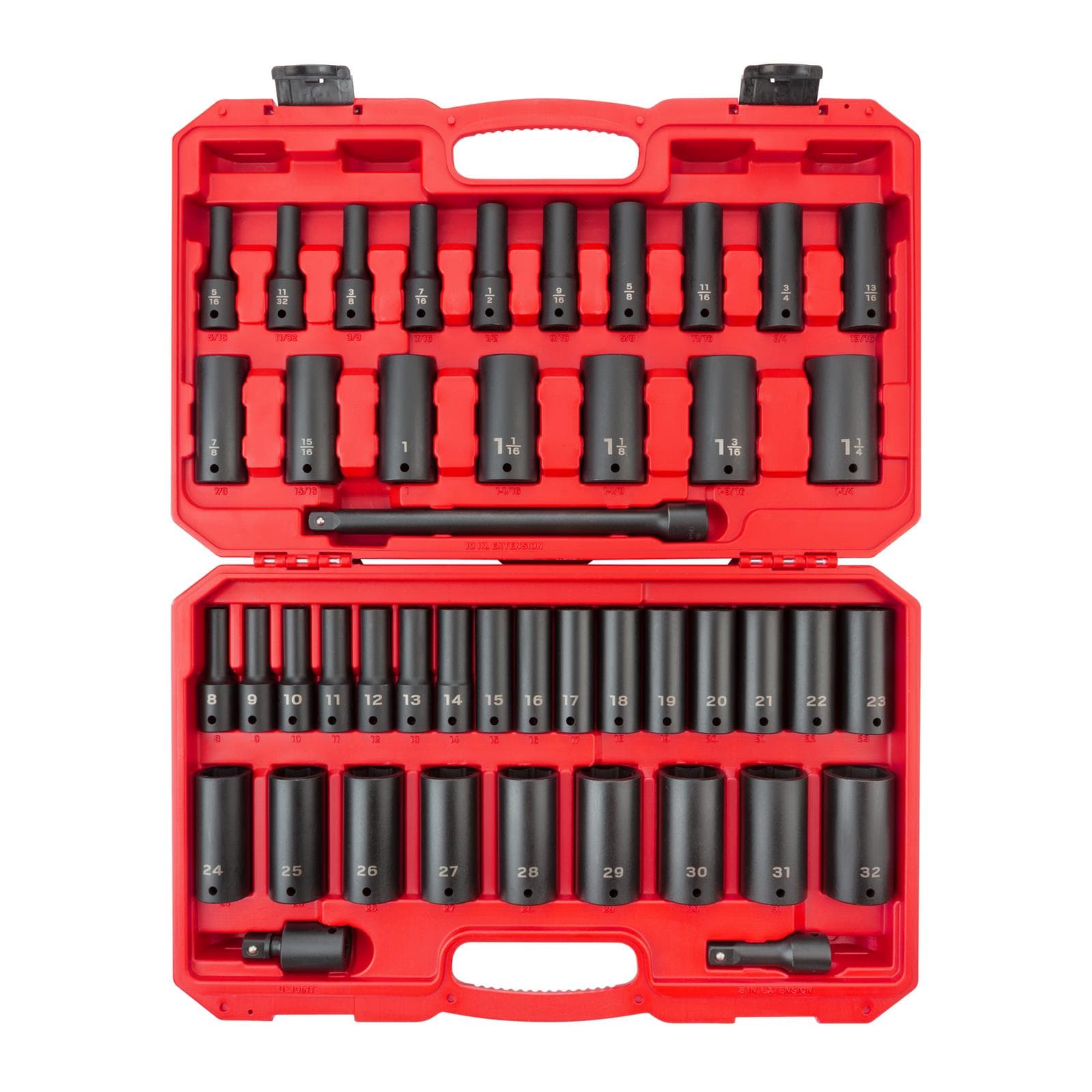 Tekton SID92404 1/2" Drive Deep 6-Point Impact Sockets, 45-Piece