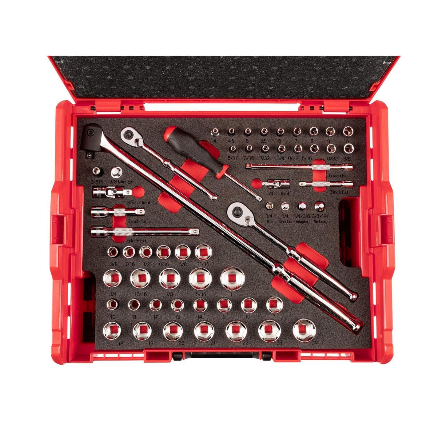 Tekton Tools OLB91301 1/4 3/8 Inch 6-Point Socket Set in Tool Box