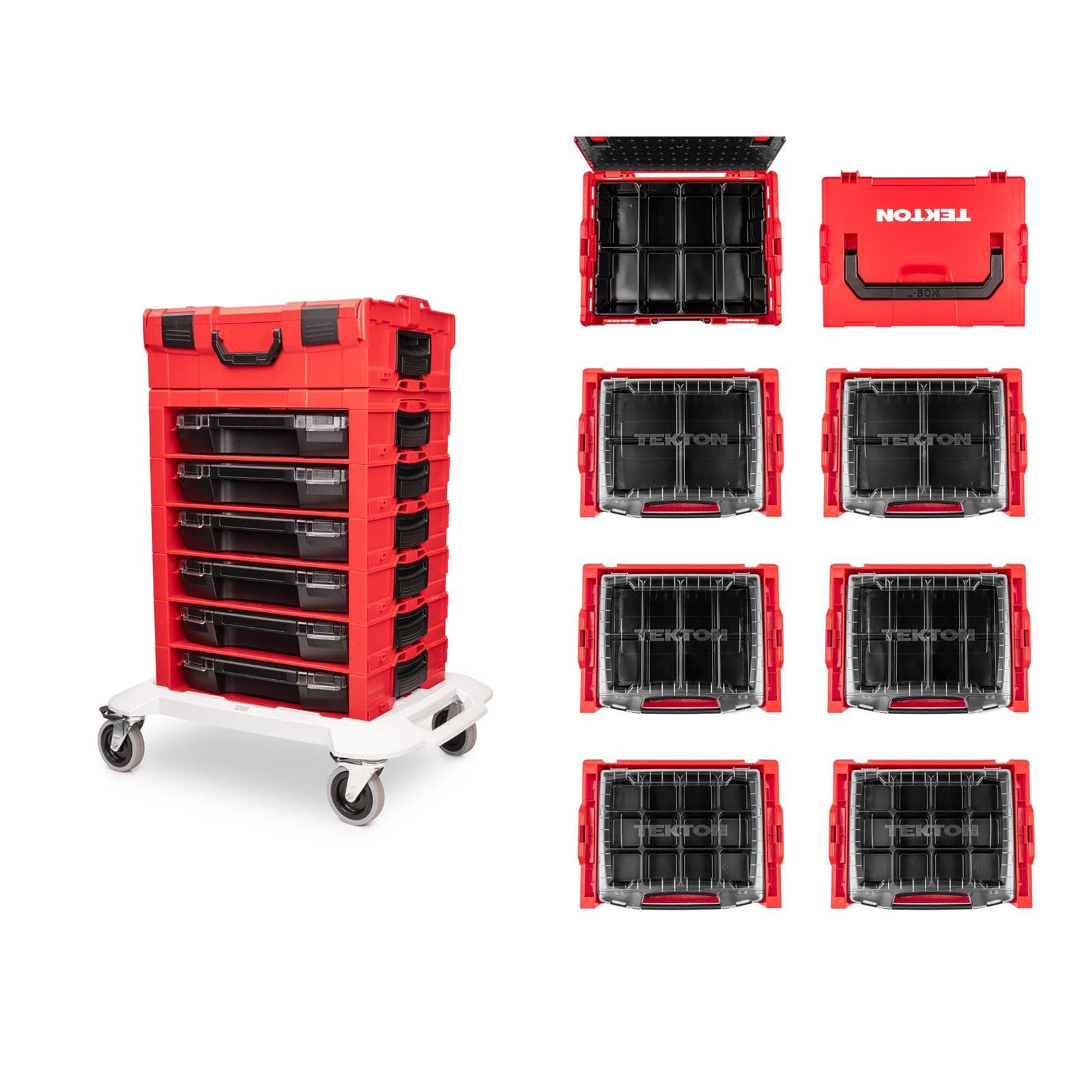 Tekton OLB99201 6-Drawer Rolling Stack w/Tool Box and Parts Trays
