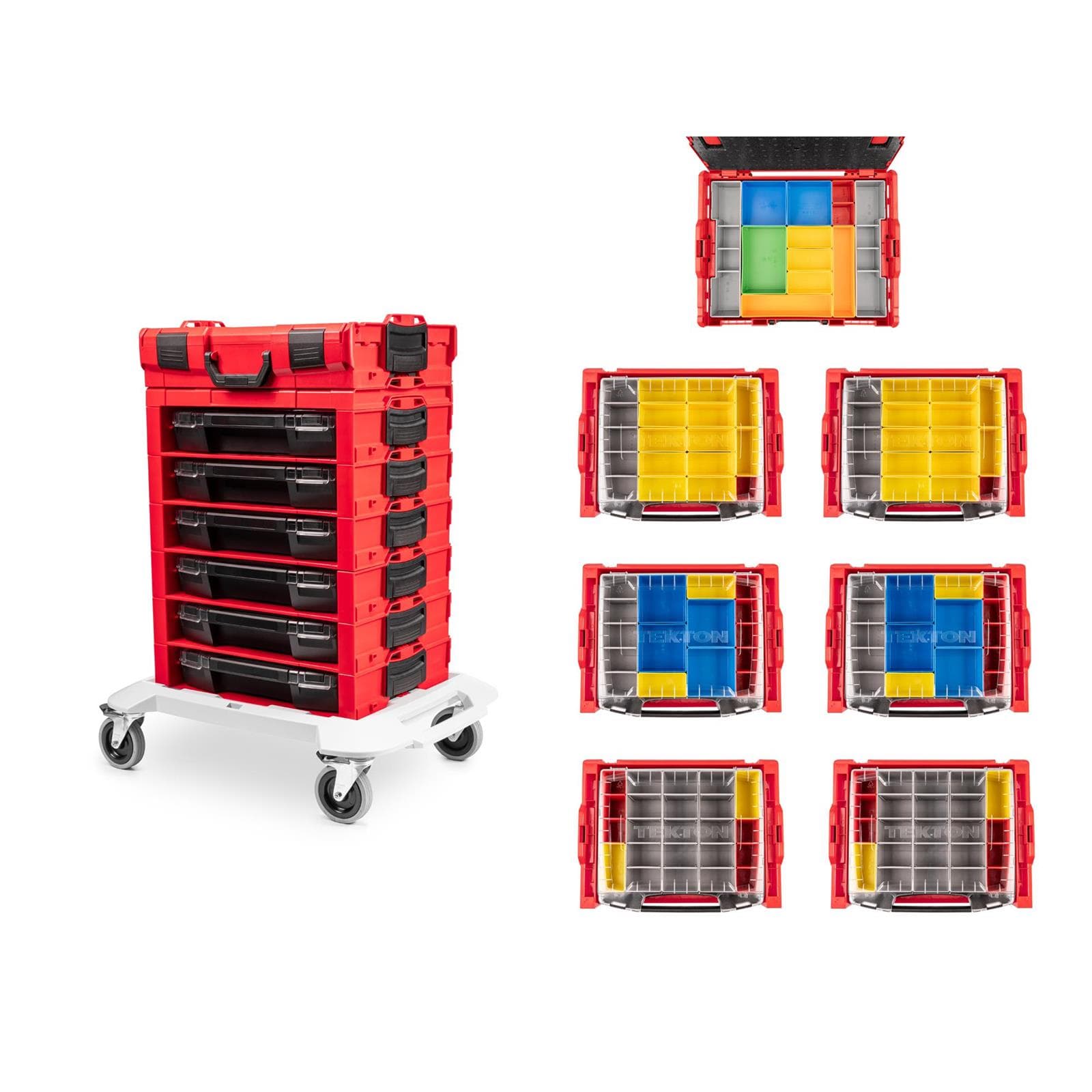 Tekton OLB99204 6-Drawer Rolling Stack w/ Tool Box And Bins