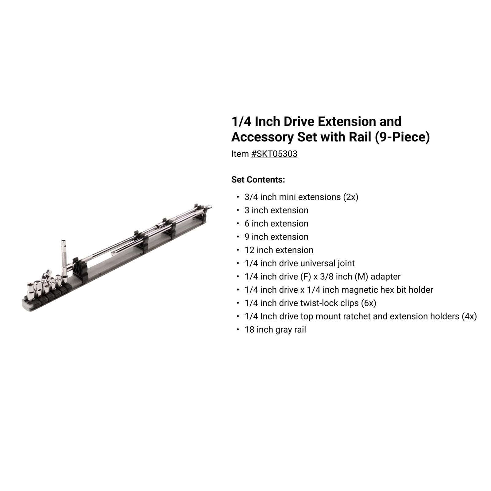 Tekton SHA99201 27pc Extension/Accessory Set w/Rails and Tray