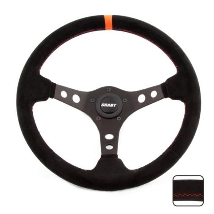 Grant 699 Suede Series Steering Wheel, 13-3/4 Inch, Black/Orange