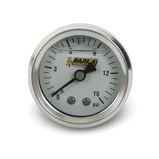 Earls 100189ERL Fuel Pressure Gauge, 1.5 Inch Diameter