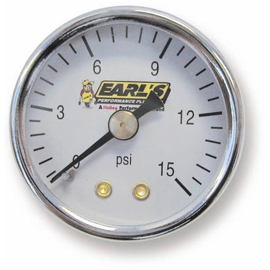 Earls 100195ERL Fuel Pressure Gauge, 1.5 Inch Diameter