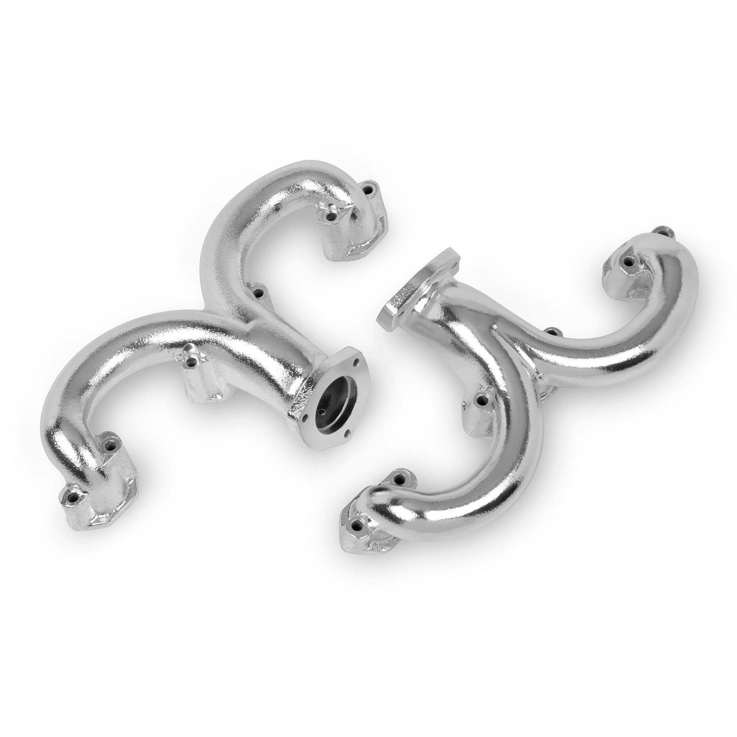 Flowtech 11704-2FLT SB Chevy Rams Horn Exhaust Manifold, Chrome Finish