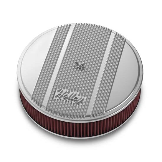 Holley 120-151 Round Polished Finned Air Cleaner, 3 In Reusable Filter