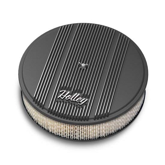 Holley 120-152 Round Black Finned Air Cleaner, Paper Filter, 14 x 3