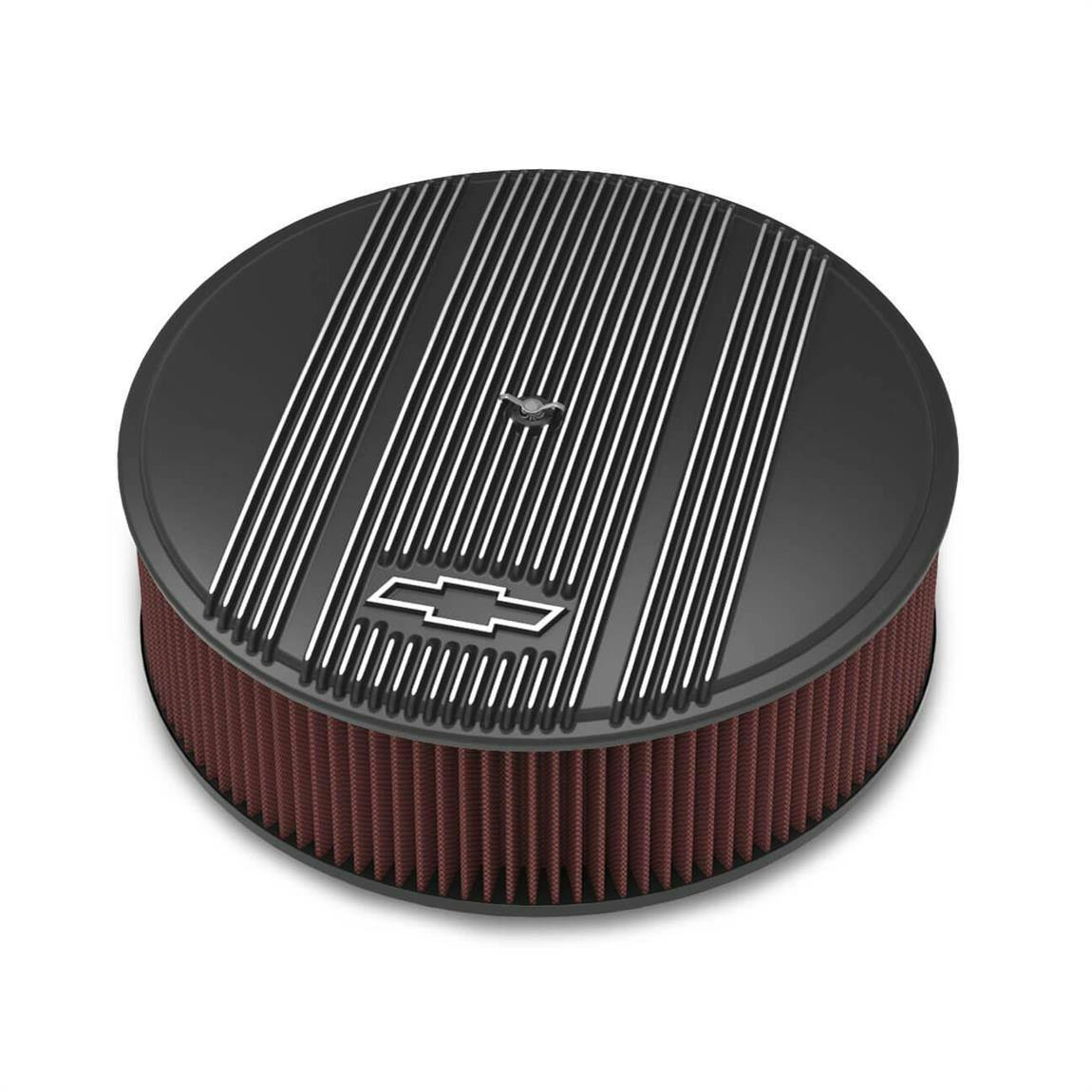 Holley 120-173 Round Satin Black Finned Air Cleaner, 14 x 4