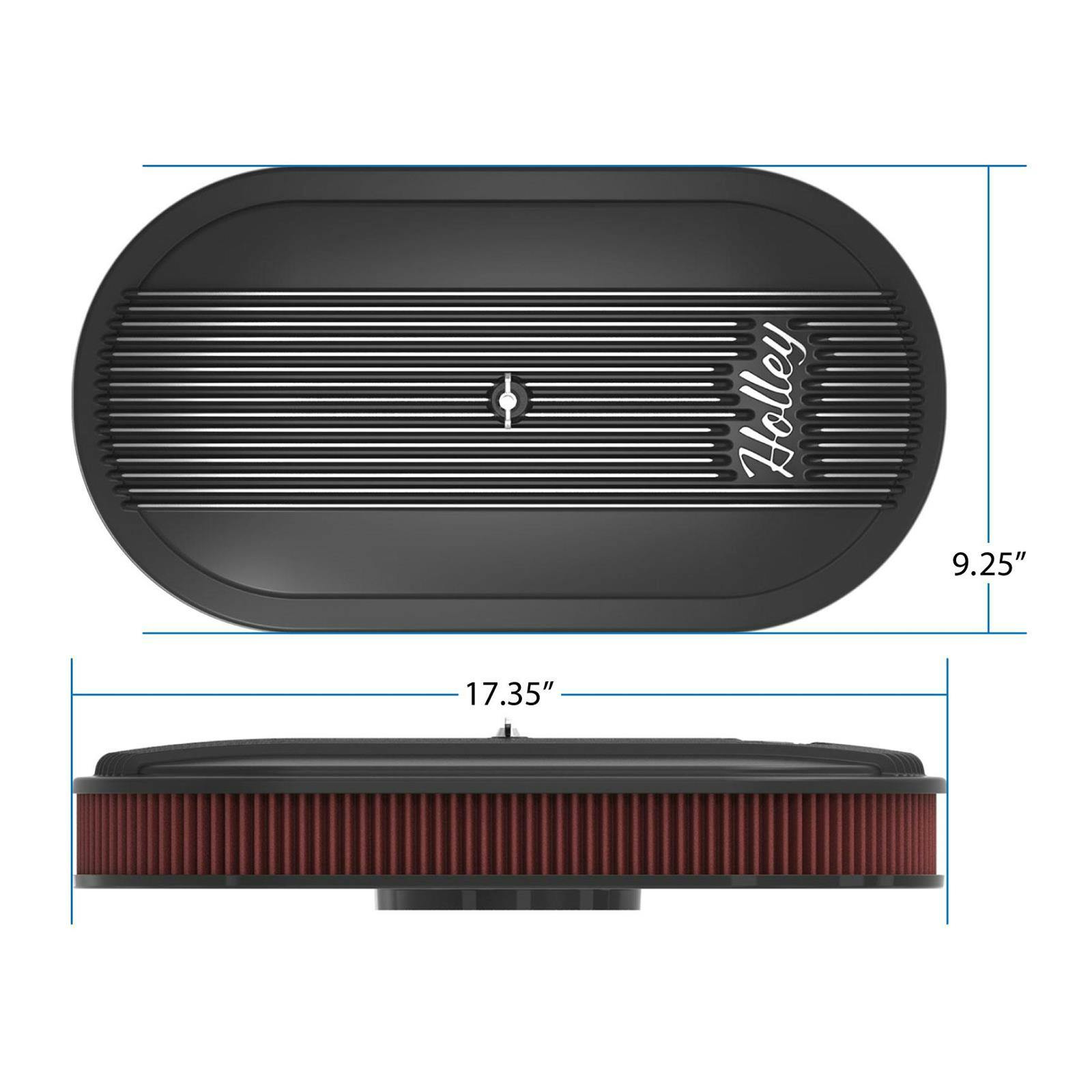 Holley 120-402 Vintage Series Oval Air Cleaner, Satin Black