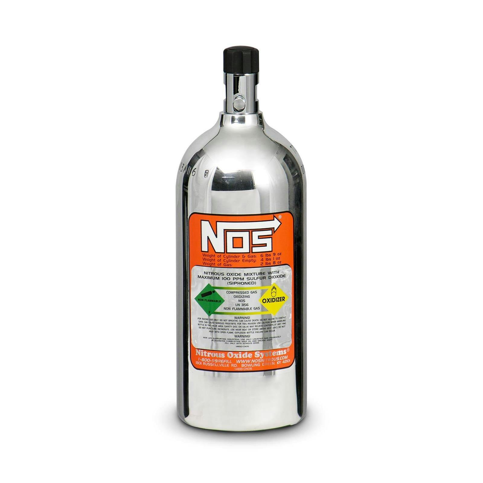 NOS 14720-PNOS Nitrous Bottle, 2.5 LB, Polished, Hi-Flo Valve