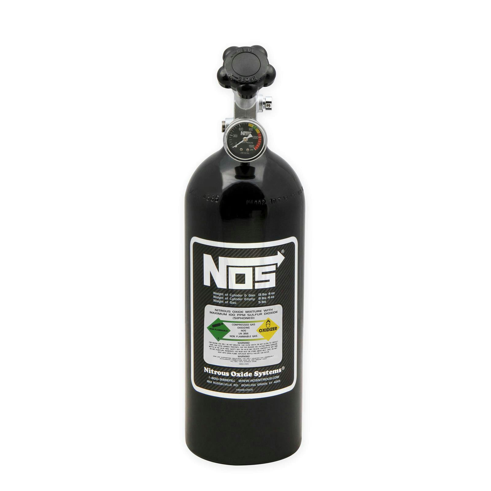 NOS 14730BNOS Nitrous Bottle, 5 Pound, with Gauge, Black
