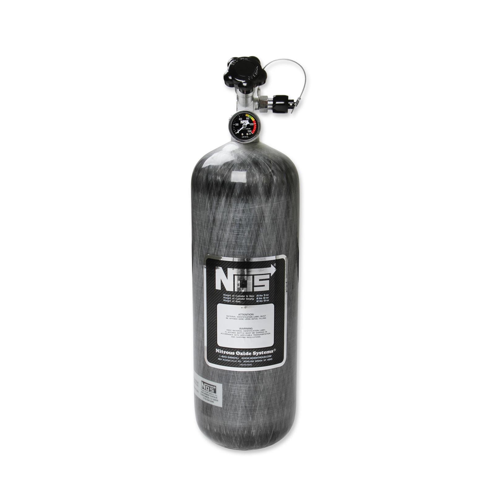 NOS 14748NOS Hi-Flow Carbon Fiber Wrapped Nitrous Bottle, 12.8 Pound