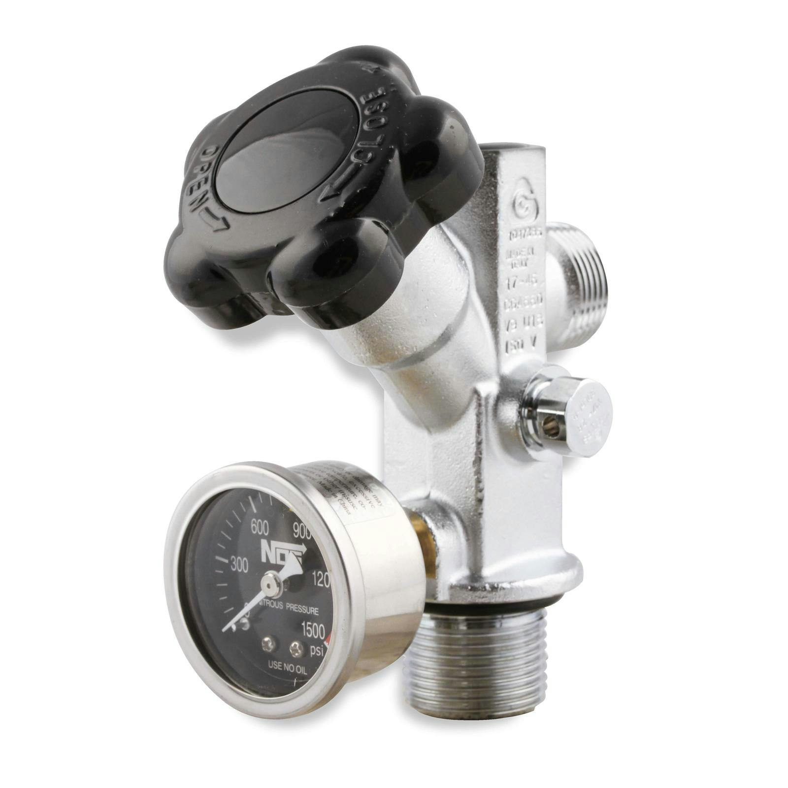 NOS 16137BNOS Super Hi-Flo Bottle Valve with Black Face Gauge