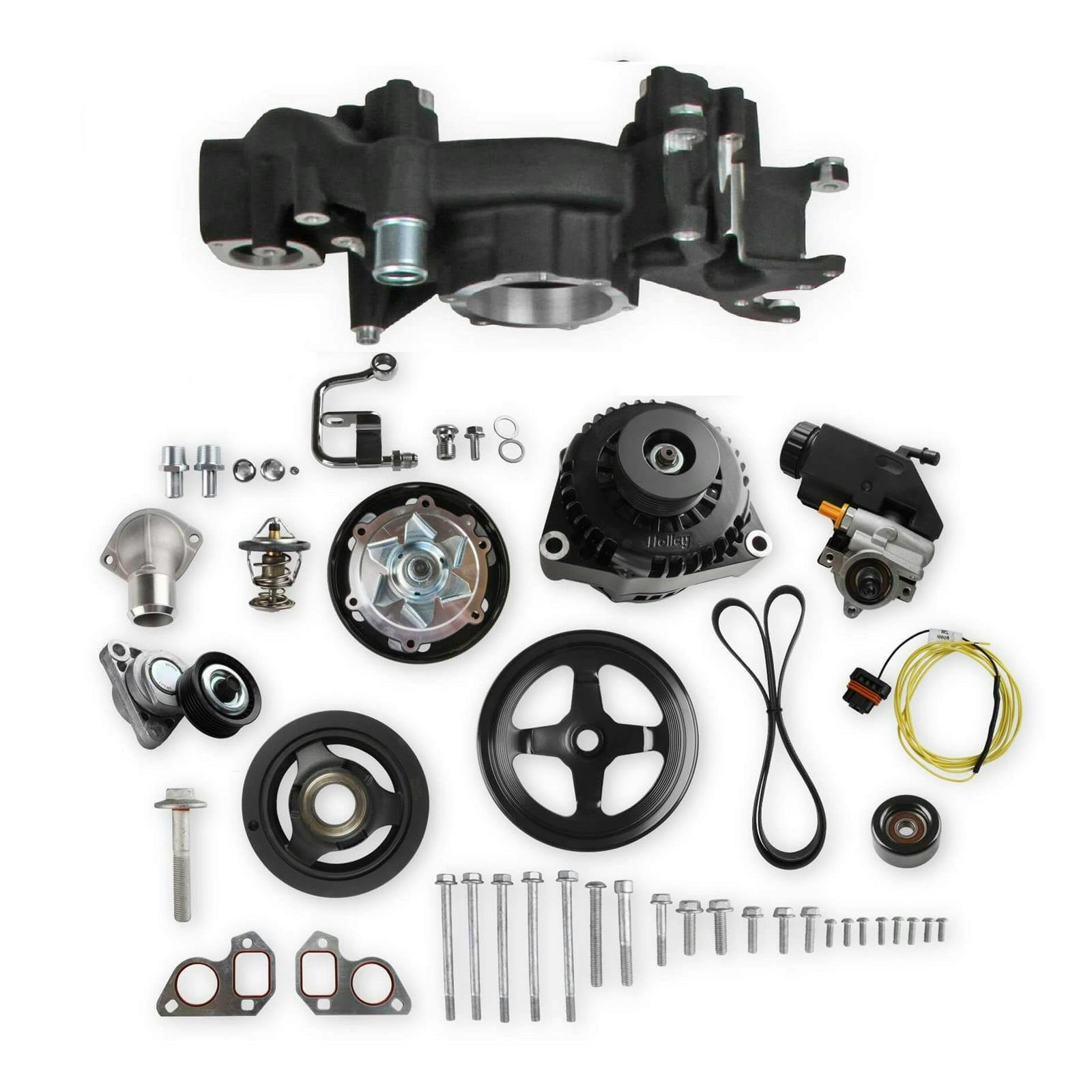 Holley 20-186BK GM LS Engine Mid-Mount Accessory System, Black
