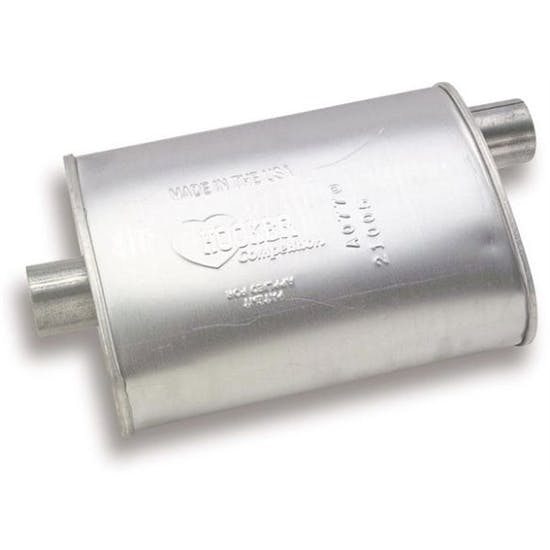 Hooker 21005HKR Competition Turbo Muffler, 2-1/4 Inch Offset Inlet