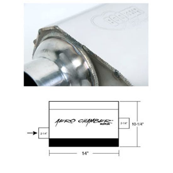 Hooker 21501HKR Aero Chamber Muffler, Single 2-1/4 Inch Offset Inlet