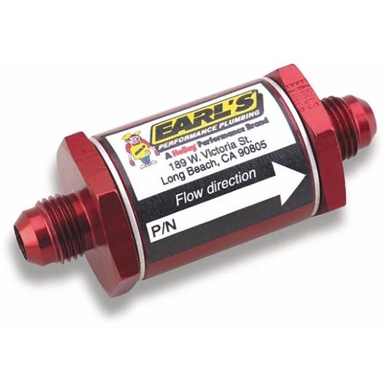 Earls 230210ERL In-Line Fuel Filter, -10 AN, Red Anodized