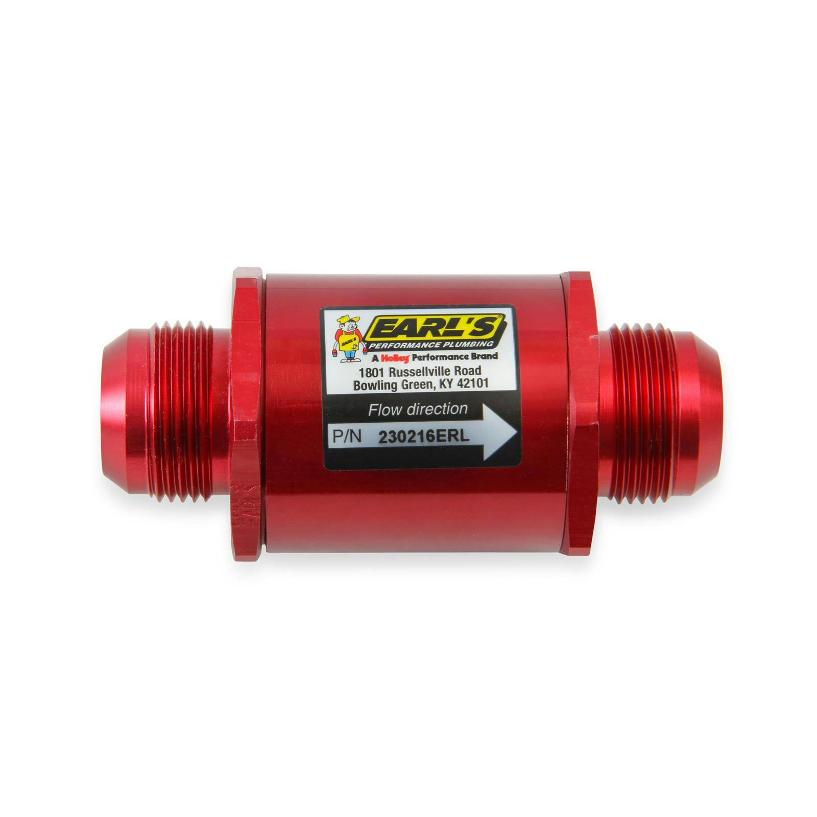 Earls 230216ERL In-Line Fuel Filter, -16 AN, Red Anodized