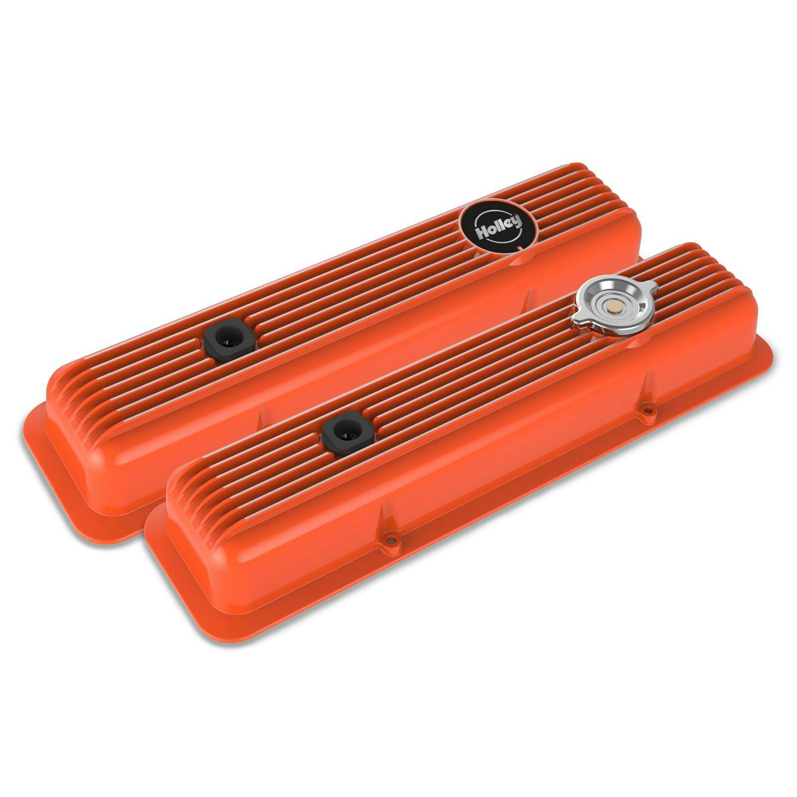Holley 241-136 Muscle Series Valve Covers, SBC, Factory Orange