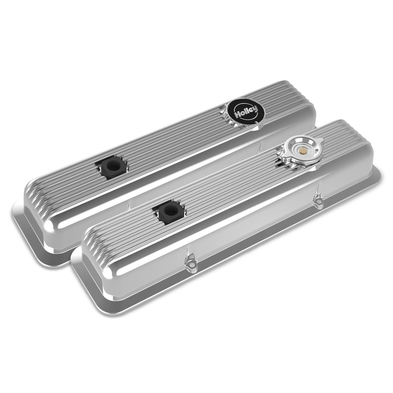 Holley 241-137 Muscle Series Valve Covers, SBC, Polished Finish
