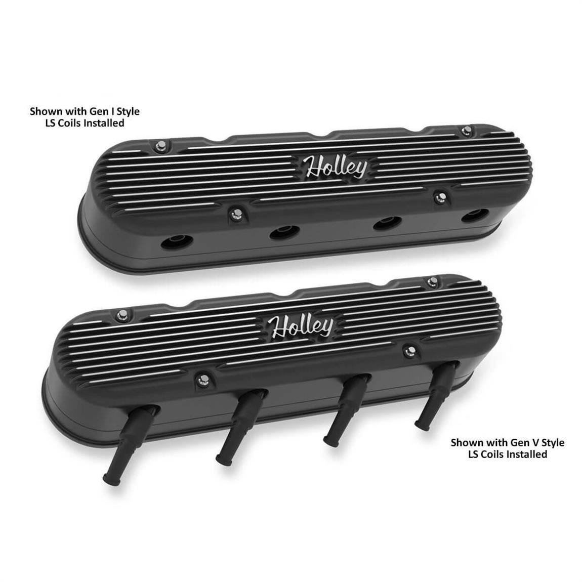 Holley 241-172 2-Piece LS Vintage Series Valve Covers Satin Black