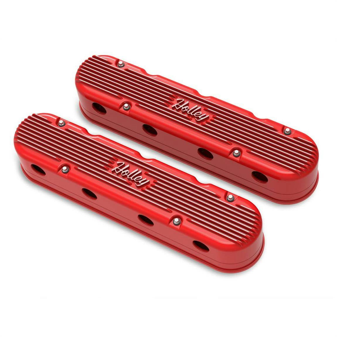 Holley 241-174 2-Piece LS Valve Covers, Gloss Red Machined Finish
