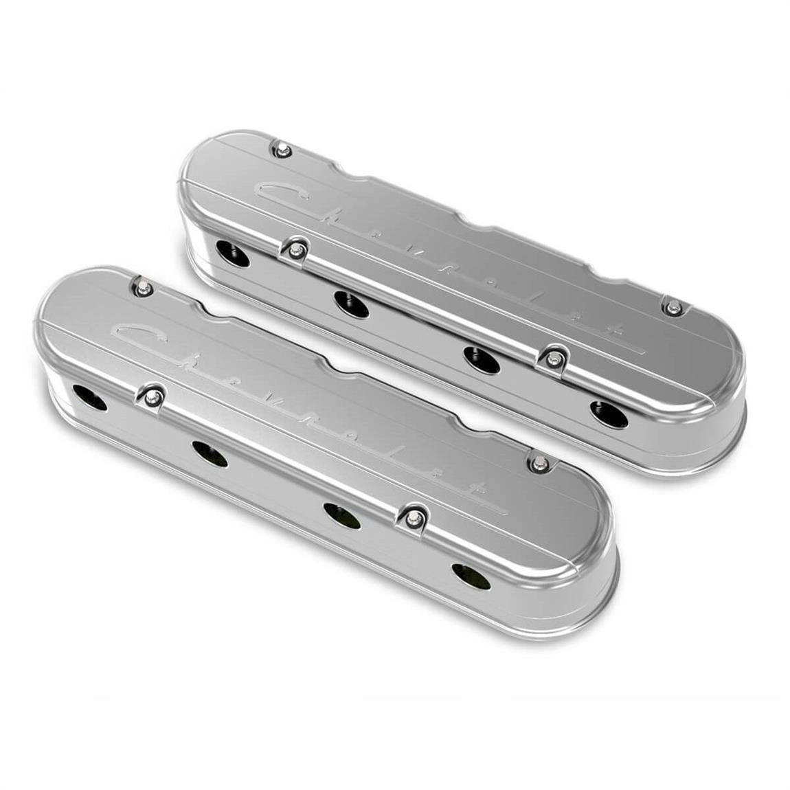 Holley 241-176 2-Pc Chevrolet Script LS Valve Covers, Polished