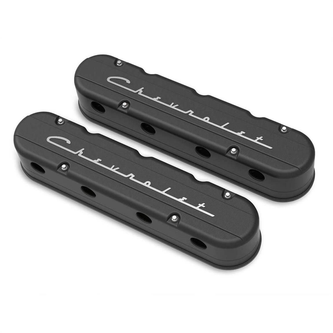 Holley 241-177 2-Pc Chevrolet Script LS Valve Covers, Black