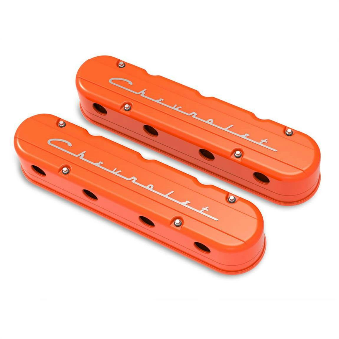 Holley 241-178 2-Pc Chevrolet Script LS Valve Covers, Orange