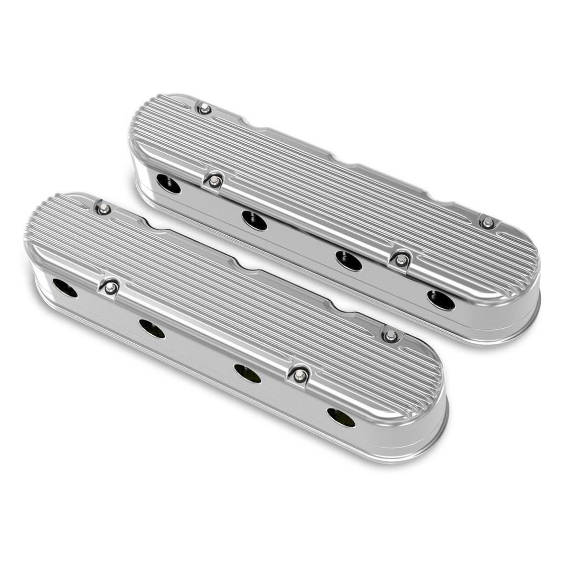 Holley 241-181 2-Piece Finned Valve Cover, Gen III/IV LS Polished