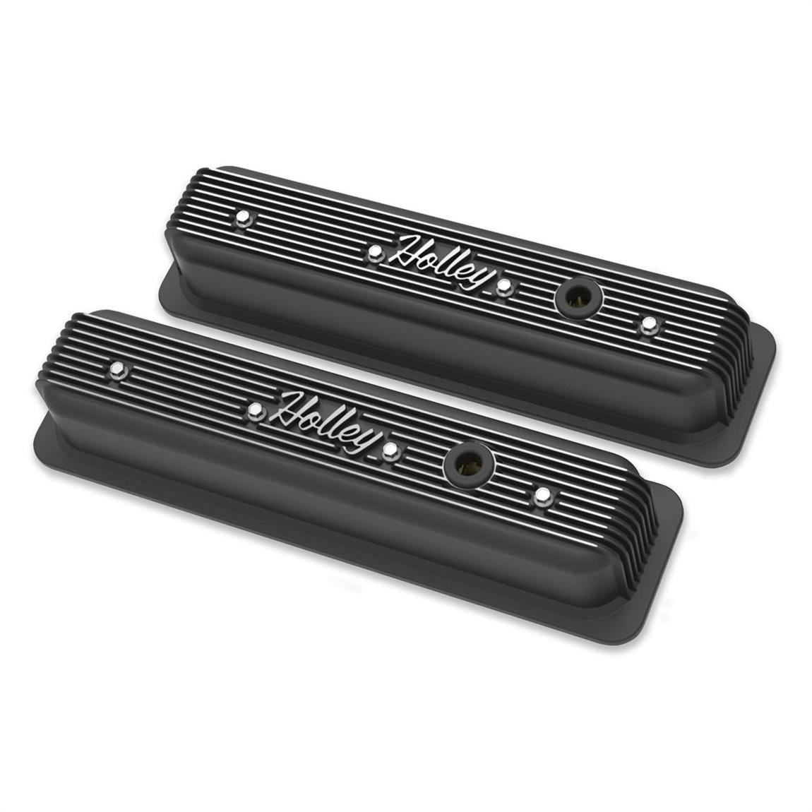 Holley 241-247 Finned Valve Covers, SBC,Black
