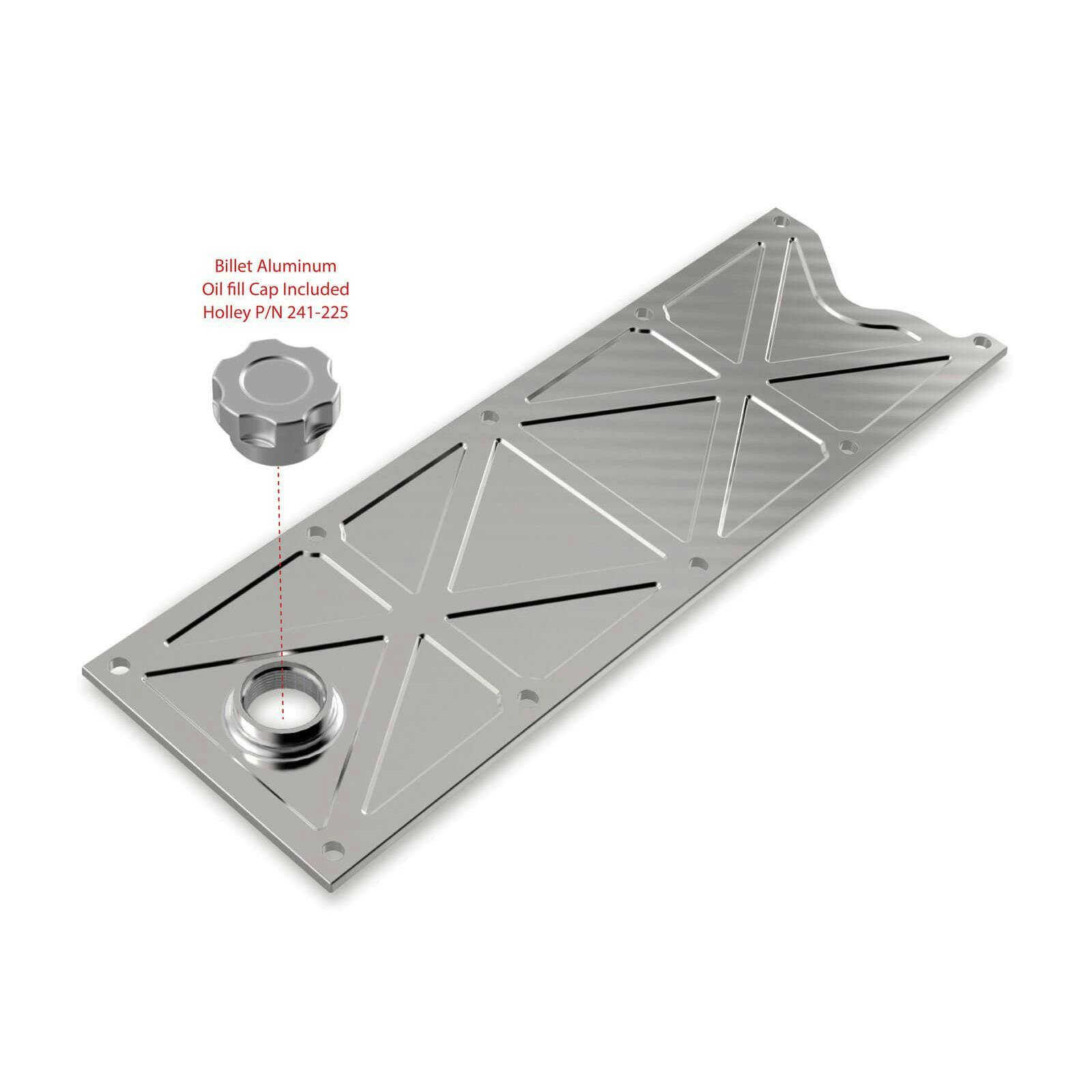 Holley 241-367 LS Valley Cover with Oil Fill, Natural Billet