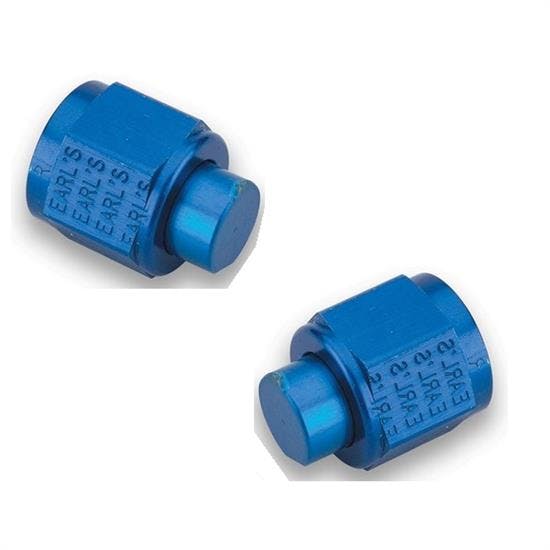 Earls 592906ERL Aluminum -6 AN Flare Fitting Cap, Blue Anodized
