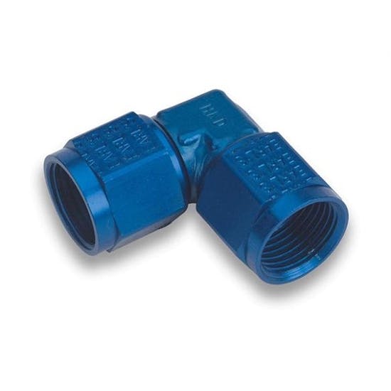 Earls 934108ERL Blue 90 Degree Low Profile -8 AN Fem to Fem Swivel