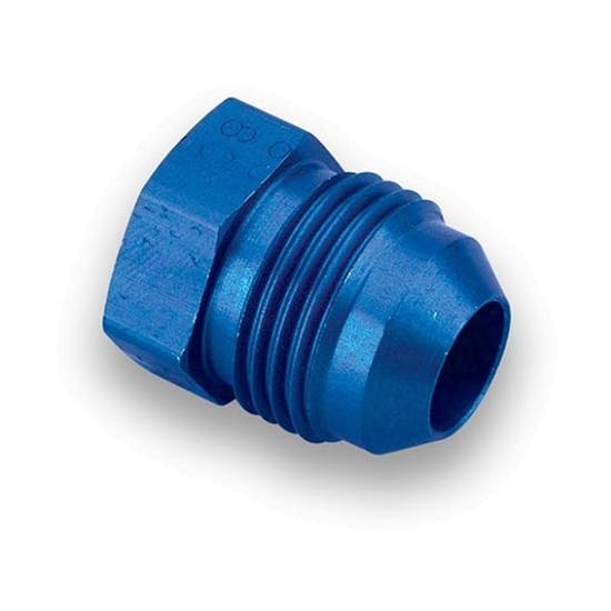 Earls 980608ERL -8 AN Flare Plug Fitting, Blue Anodized