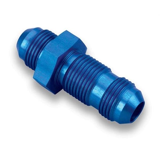 Earls 983204ERL Blue Anodized Straight -4 AN Bulkhead, Aluminum
