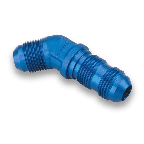 Earls 983703ERL Blue Anodized 45 Degree -3 AN Bulkhead, Aluminum