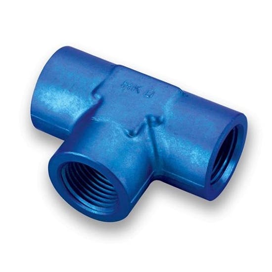 Earls 991701ERL Blue Anodized 1/8 Inch NPT Female Tee, Aluminum