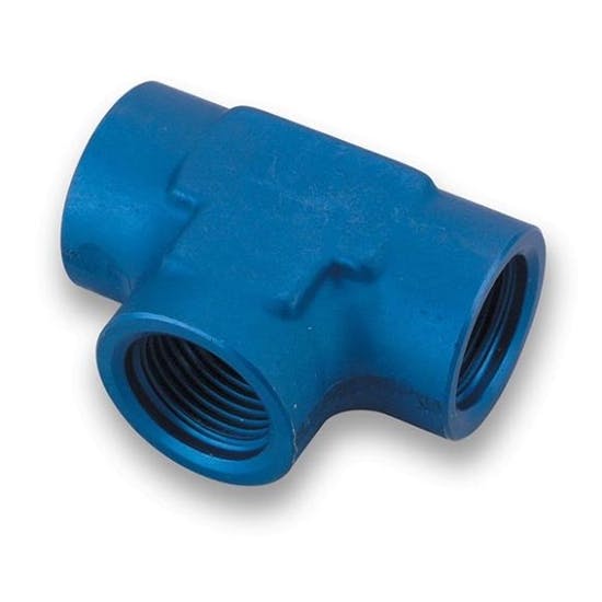 Earls 993812ERL Blue Anodized -12 AN Female Tee Fitting, Aluminum