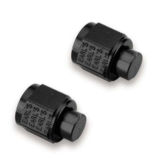 Earls AT592904ERL Aluminum -4 AN Flare Fitting Cap, Black, Pair