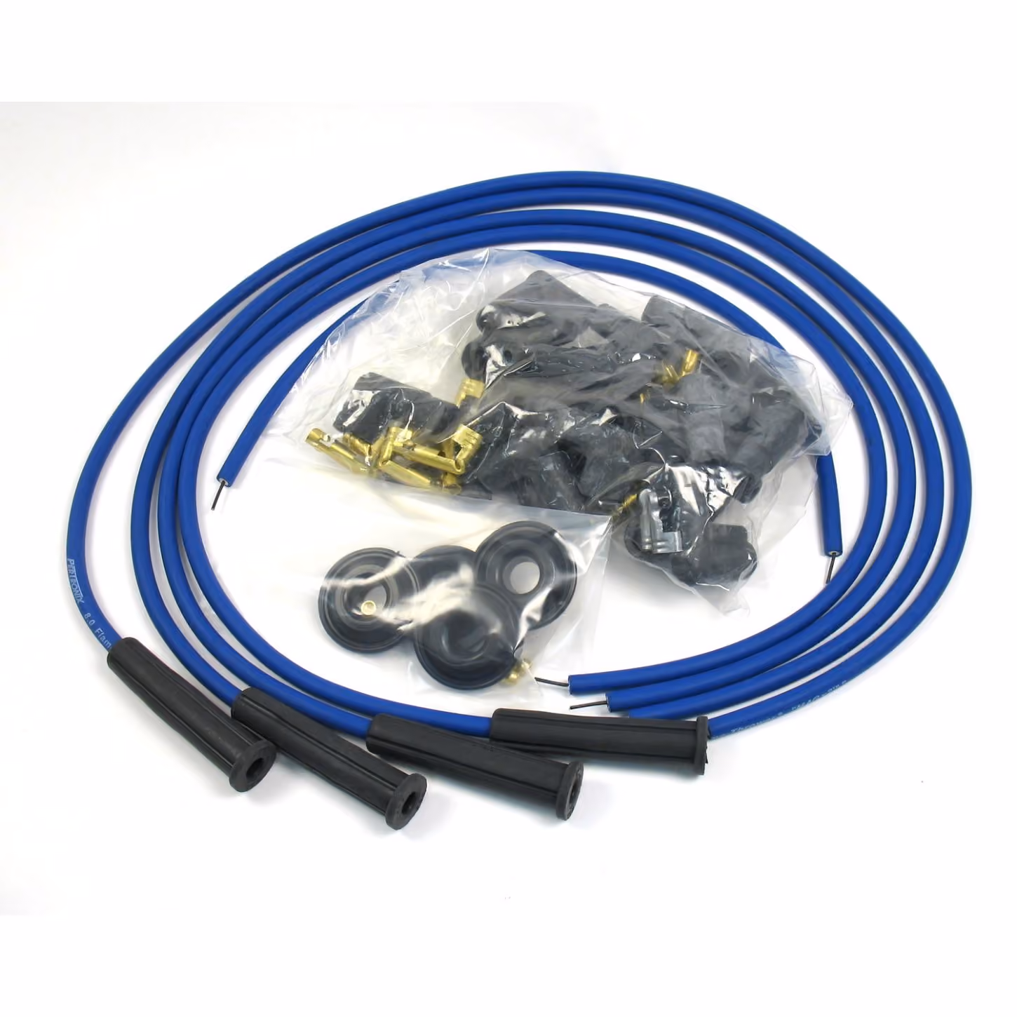 PerTronix 8043VW Flame-Thrower Spark Plug Wires, 4 Cylinder, Blue