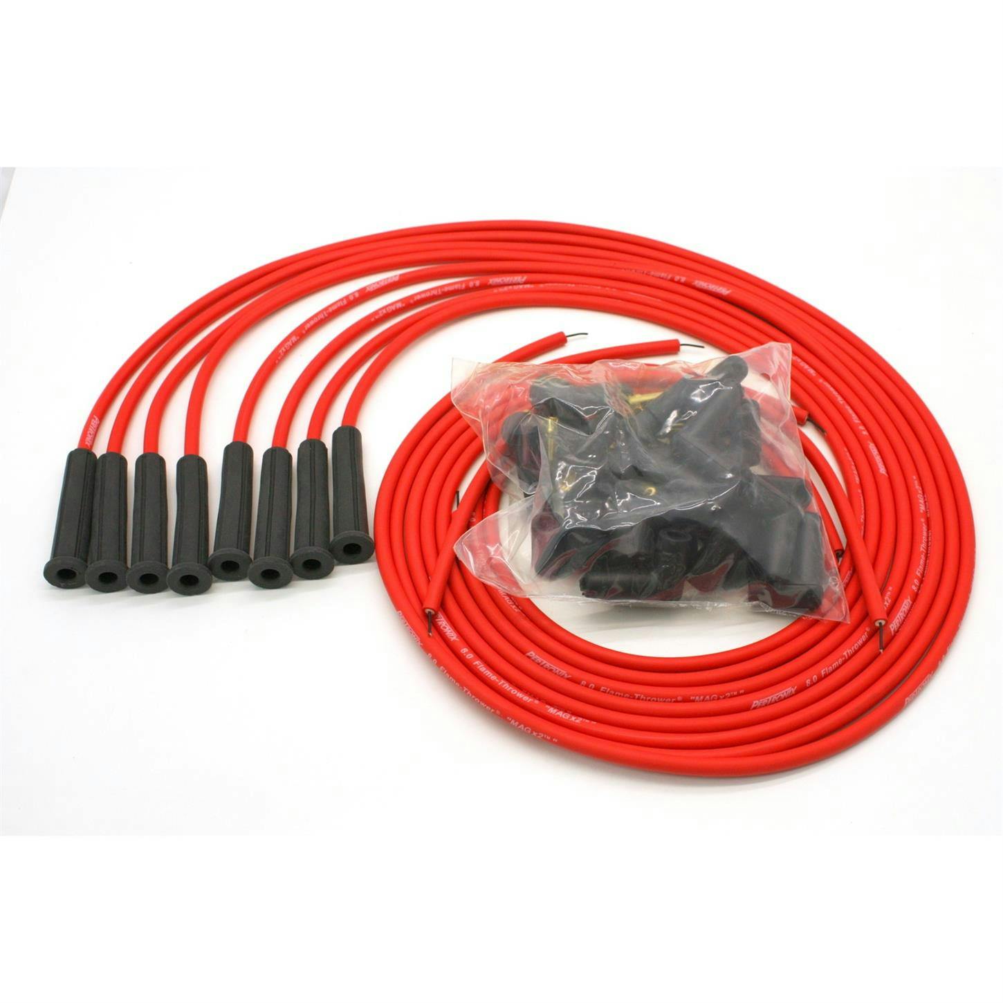 PerTronix 808480 Flame-Thrower Spark Plug Wires, 8 Cyl, Universal, Red