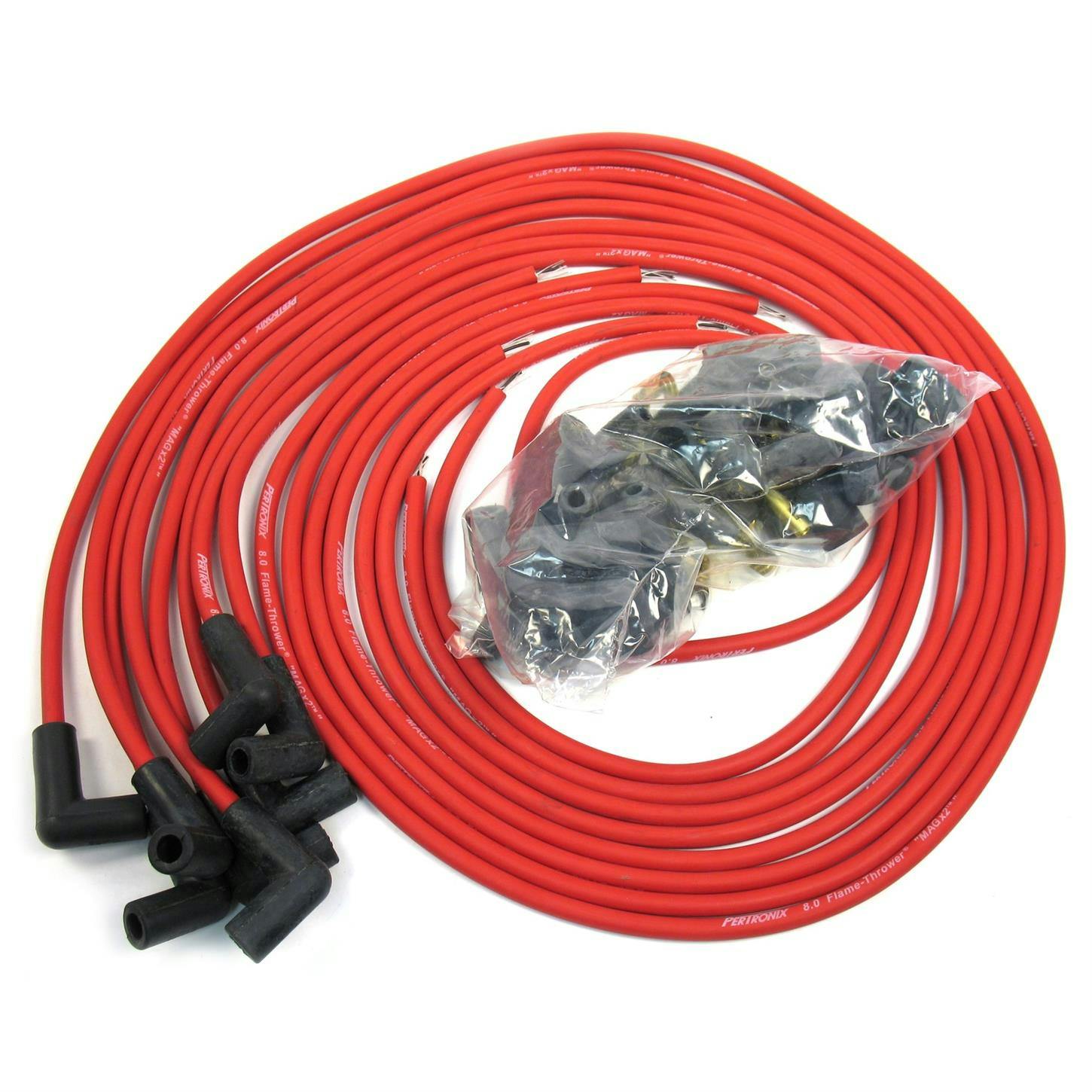 PerTronix 808490 Flame-Thrower Spark Plug Wires, 8 Cyl, Universal, Red