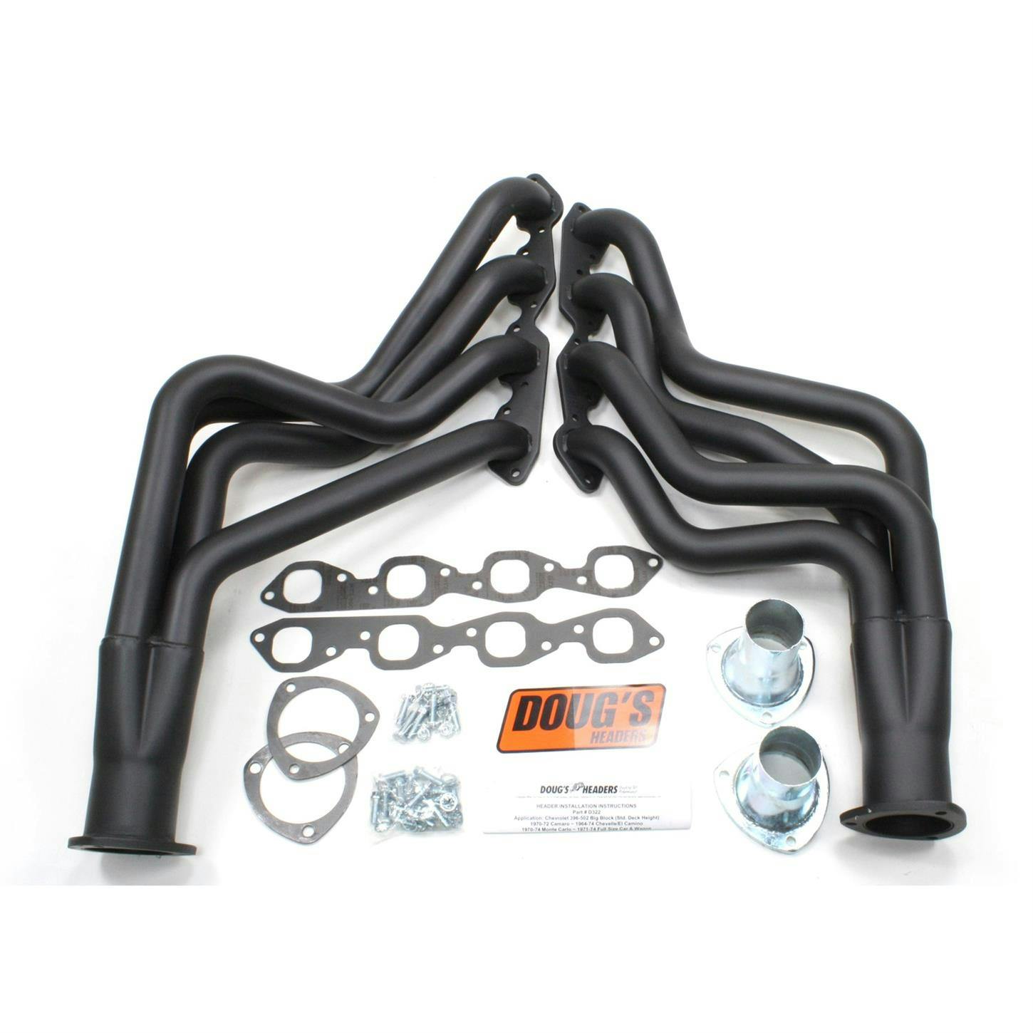 Doug's Headers D322-B Full Length Header, 2 In, 64-67 Chevelle, Black