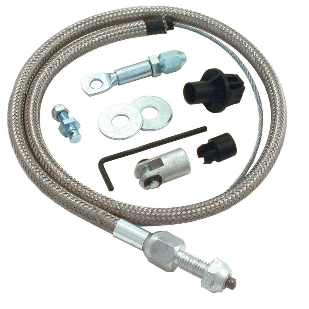 Spectre 2431 3 Ft Braided Carb Throttle Cable, 2 Ft Housing w/Fittings