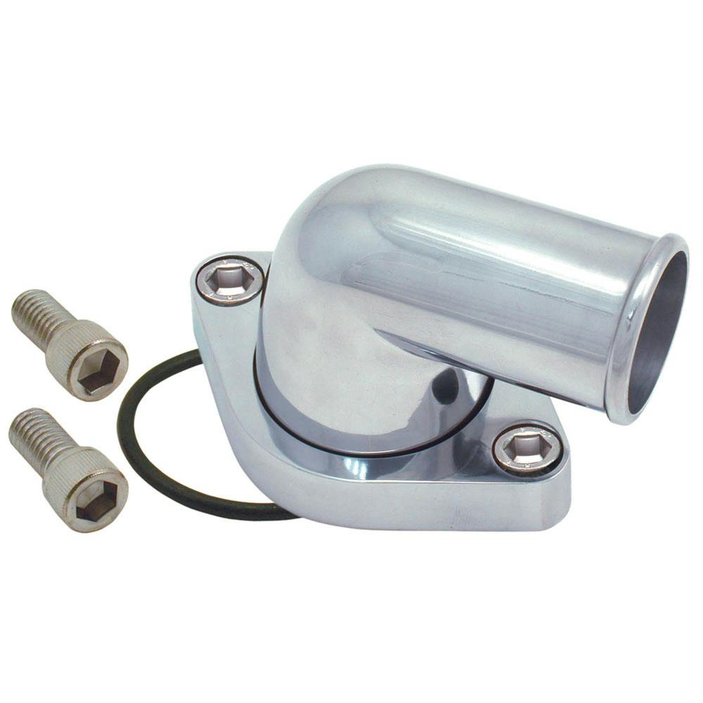 Spectre 4933 90 Degree Water Neck, Pol Billet Aluminum, Chevy, Each