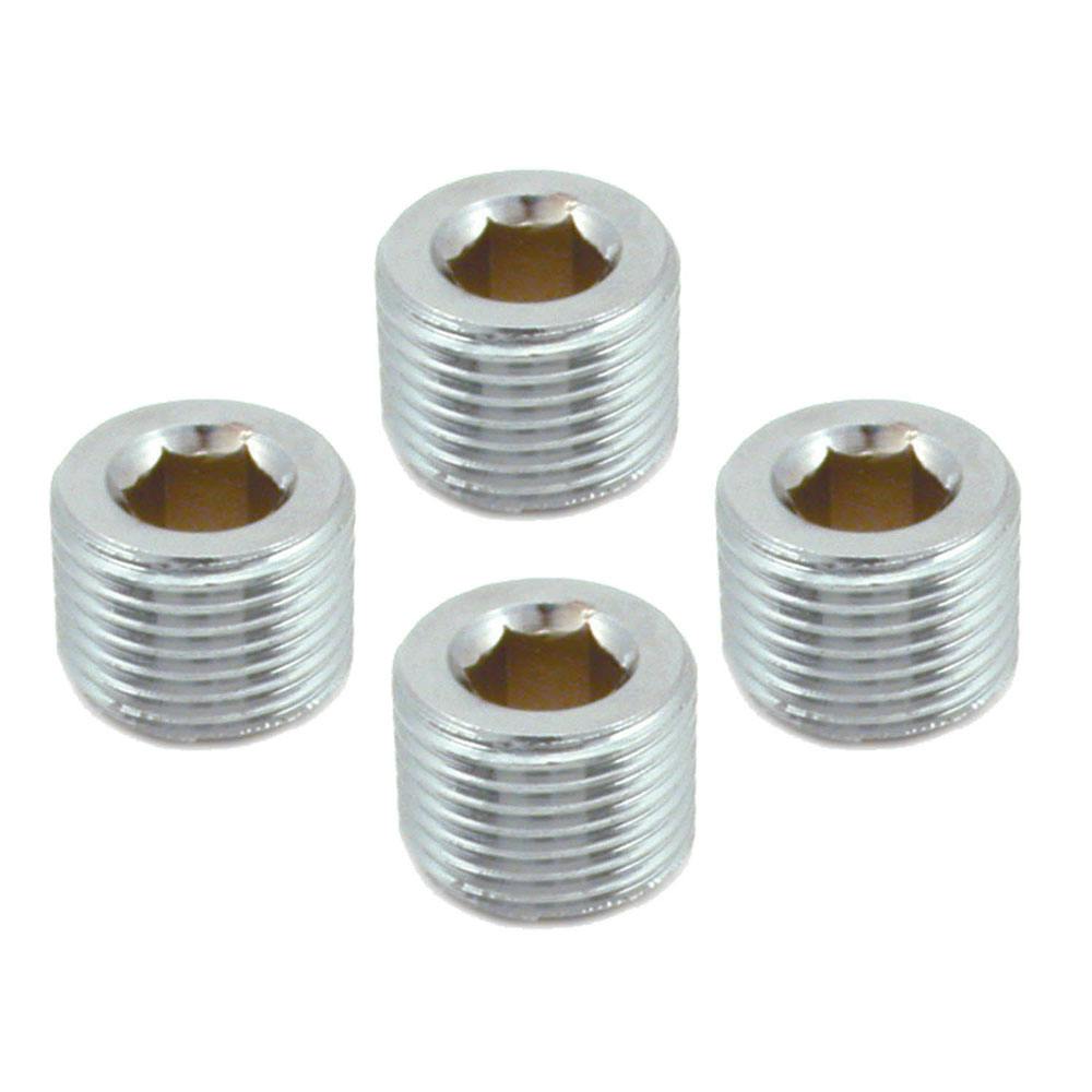 Spectre 6068 Steel Pipe Plug Fittings, 1/2 Inch NPT, Chrome, Set of 4