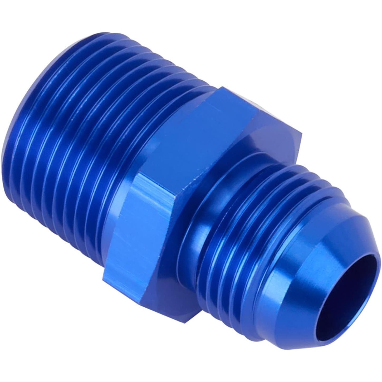 Blue Straight AN10 Flare Adapter to 3/4 Inch Aluminum Pipe Fitting