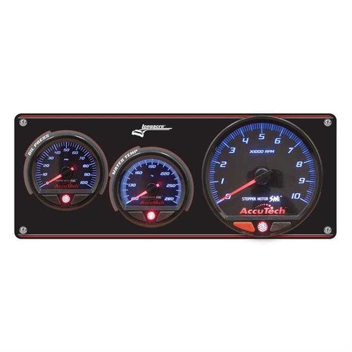 Longacre 52-44470 2 Gauge Panel w/ AccuTech SMi Gauges w/ Tach