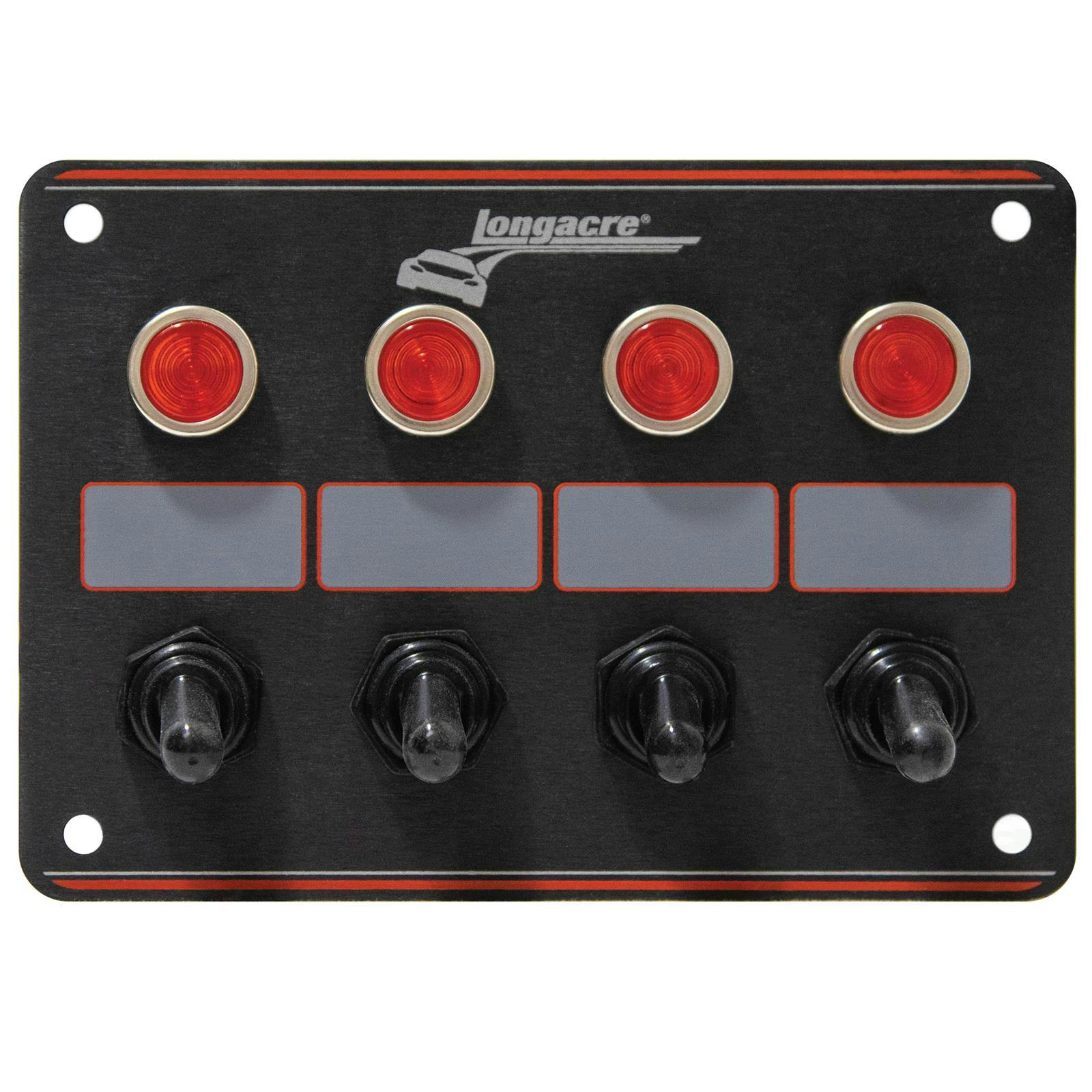 Longacre® 52-44865 4 Switch Accessory Panel w/ 4 Pilot Lights